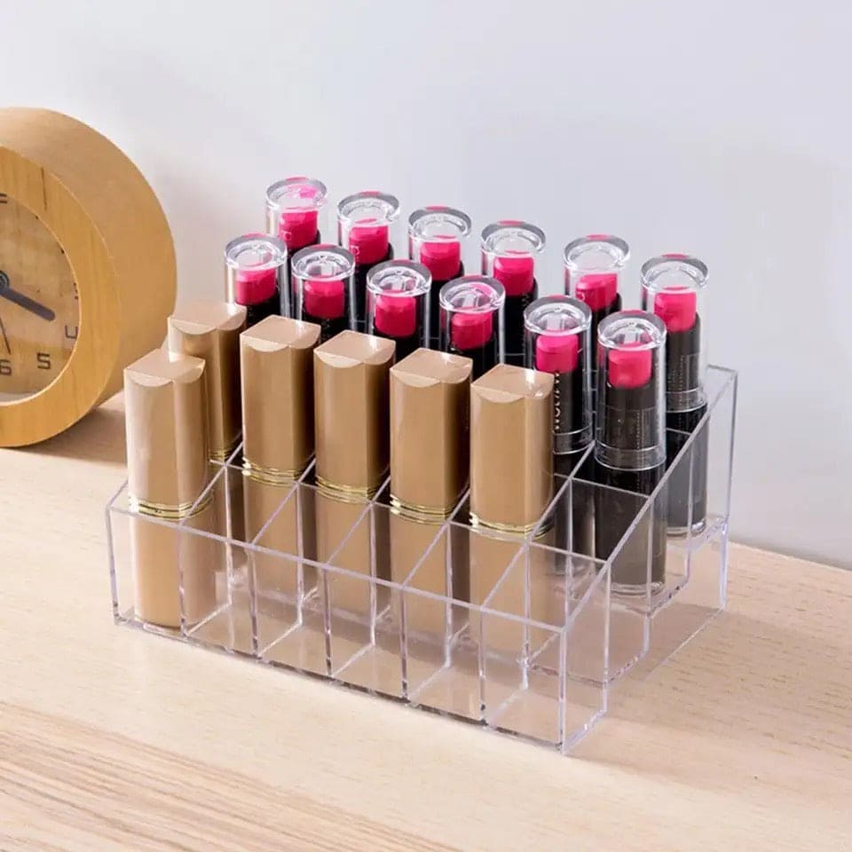 24 Grid Lipstick Holder, Acrylic Lipstick Nail Polish And Jewellery Display Rack, Visible Clear Cosmetic Makeup Brush Stand, Reusable Beauty Organizer, Large Capacity Clear Vanity Versatile Usage Makeup Storage Case 24 Grid Lipstick Holder, Acrylic Lipstick Nail Polish And Jewellery Display Rack, Visible Clear Cosmetic Makeup Brush Stand, Reusable Beauty Organizer, Large Capacity Clear Vanity Versatile Usage Makeup Storage Case